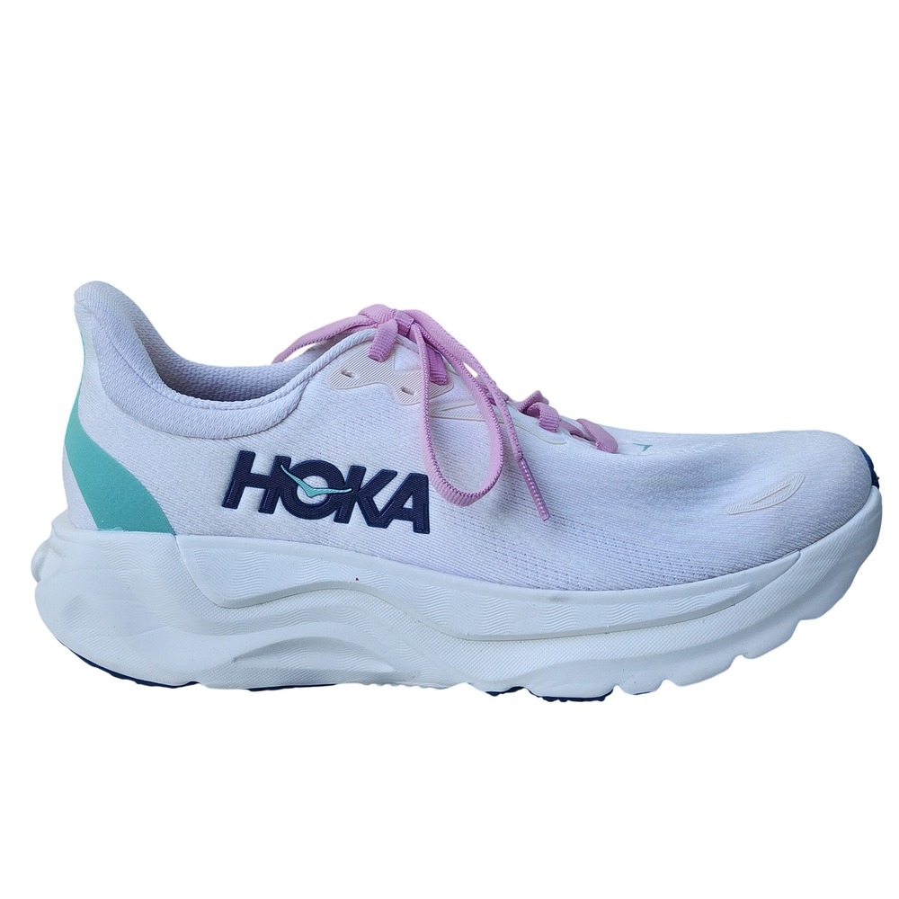 Hoka One One Arahi 8 Women Running Shoes White Teal Pink 8B Low Top Sneakers